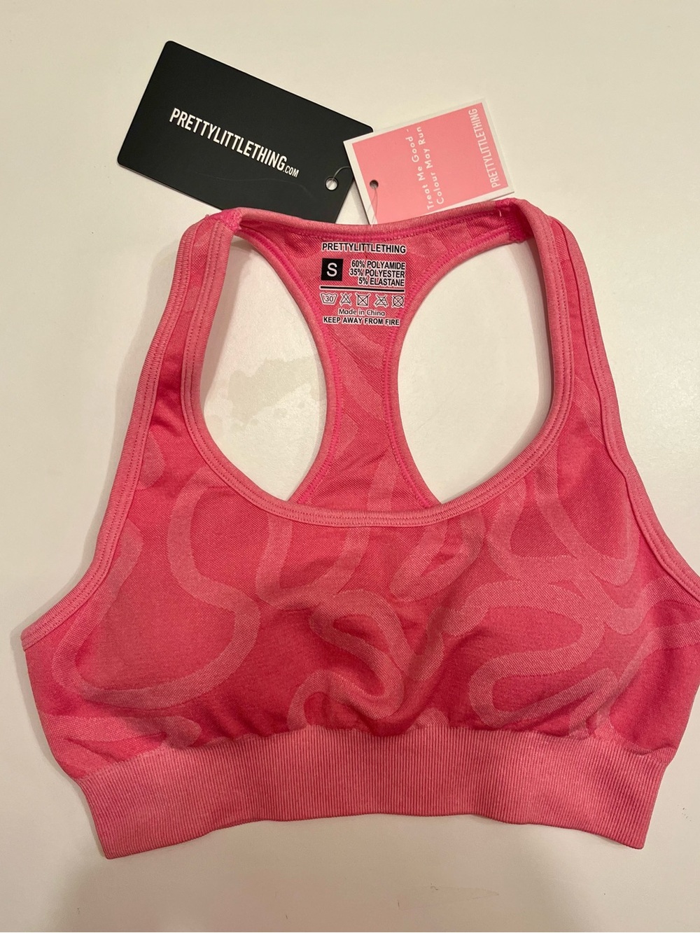 PrettyLittleThing Taupe & Pink Seamless Sports Bralettes - Picture 5 of 7
